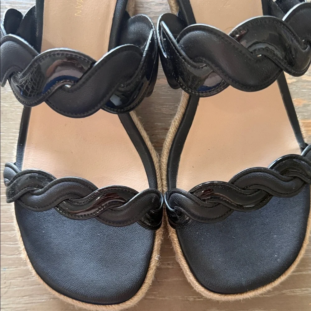 Stuart Weitzman Black Braided Double-Band Slide Mules - Picture 4 of 7